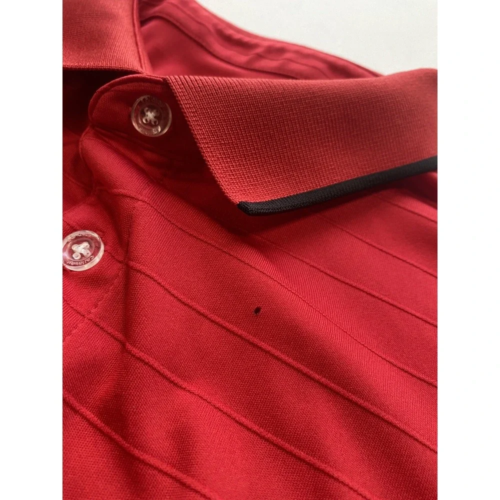 Callaway Opti Dri Golf Polo Shirt Mens Large Red striped Performance Logo Golfer